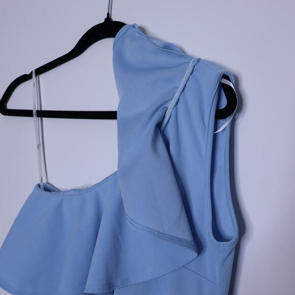 LULUS NEW Last Forever One-Shoulder Ruffled Maxi Dress Powder Blue Women's S - Picture 8 of 13